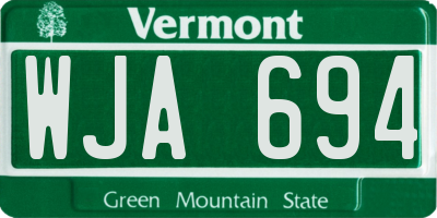 VT license plate WJA694