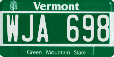 VT license plate WJA698