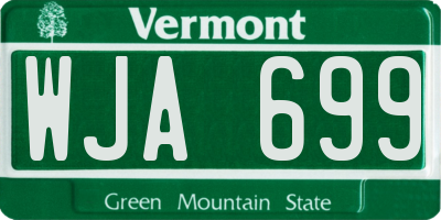 VT license plate WJA699