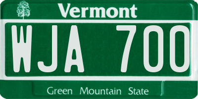VT license plate WJA700
