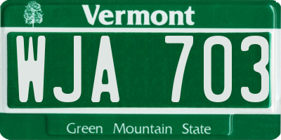 VT license plate WJA703
