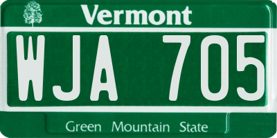 VT license plate WJA705