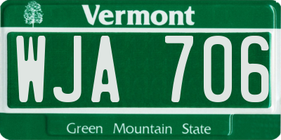 VT license plate WJA706
