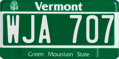 VT license plate WJA707