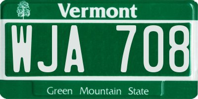 VT license plate WJA708