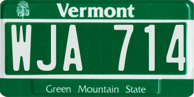 VT license plate WJA714