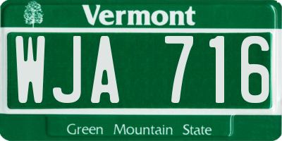 VT license plate WJA716