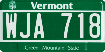 VT license plate WJA718