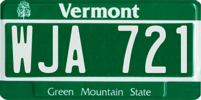 VT license plate WJA721