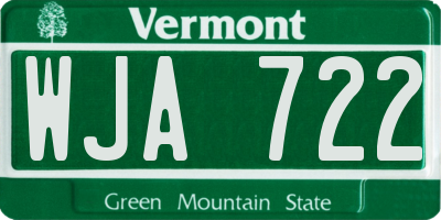 VT license plate WJA722