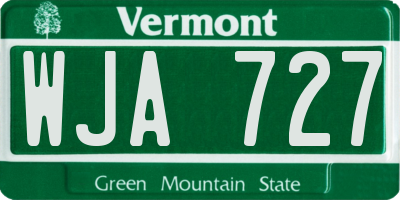 VT license plate WJA727