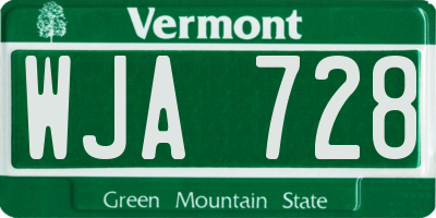 VT license plate WJA728