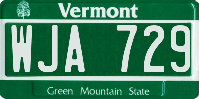 VT license plate WJA729