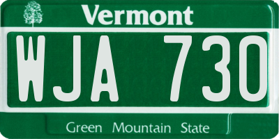 VT license plate WJA730