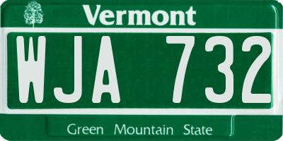 VT license plate WJA732