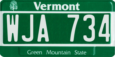 VT license plate WJA734
