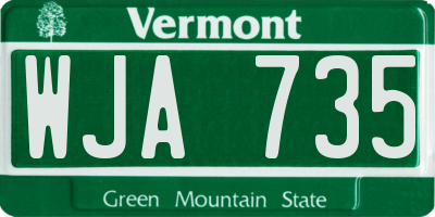 VT license plate WJA735