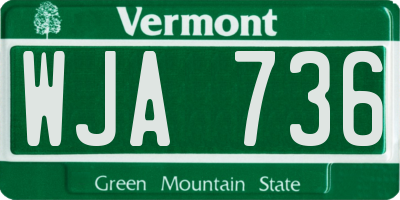 VT license plate WJA736