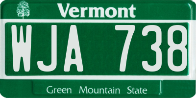 VT license plate WJA738