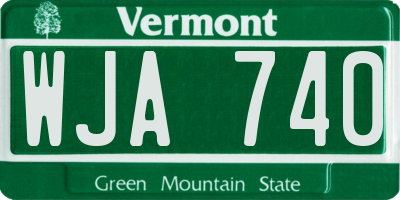VT license plate WJA740
