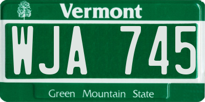 VT license plate WJA745