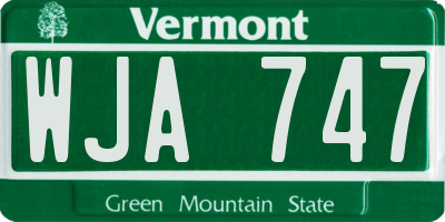 VT license plate WJA747