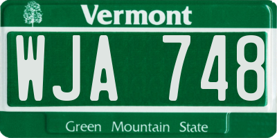 VT license plate WJA748