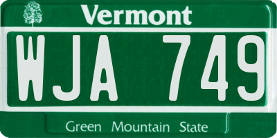VT license plate WJA749