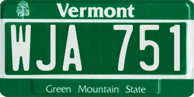 VT license plate WJA751