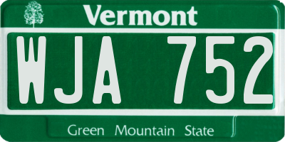 VT license plate WJA752