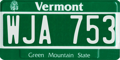VT license plate WJA753