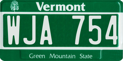 VT license plate WJA754