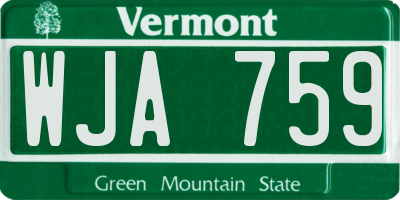 VT license plate WJA759