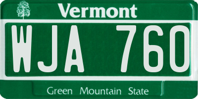 VT license plate WJA760