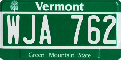 VT license plate WJA762