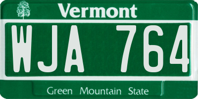 VT license plate WJA764