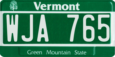 VT license plate WJA765