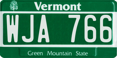 VT license plate WJA766