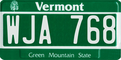 VT license plate WJA768