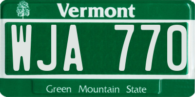 VT license plate WJA770