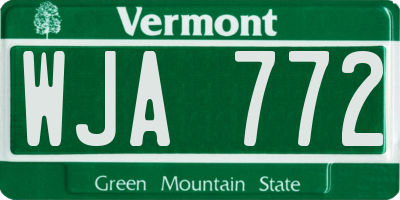 VT license plate WJA772