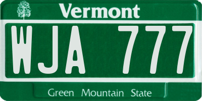 VT license plate WJA777