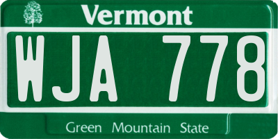 VT license plate WJA778
