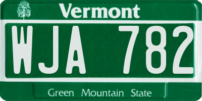 VT license plate WJA782