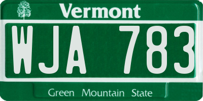 VT license plate WJA783