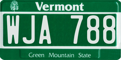 VT license plate WJA788