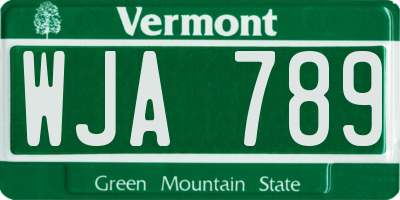 VT license plate WJA789