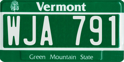 VT license plate WJA791