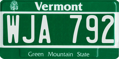 VT license plate WJA792