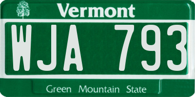 VT license plate WJA793